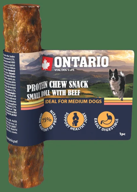 Ontario Protein žvýkací pamlsek malá rolka s hovězím