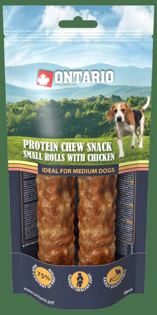 Ontario Protein žvýkací pamlsek malá rolka s kuřecím 2ks