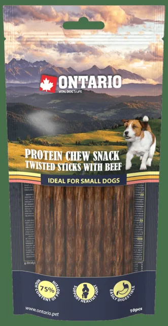 Ontario Protein žvýkací pamlsek točené tyčinky s hovězím 10ks