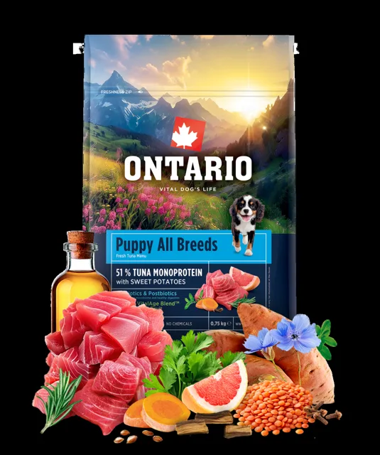 Ontario Puppy&Junior All Breeds Monoprotein Tuna & Sweet Potatoes 0,75kg