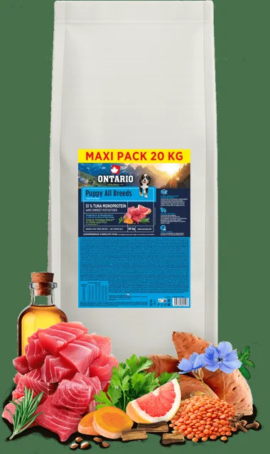 Ontario Puppy&Junior All Breeds Monoprotein Tuna & Sweet Potatoes 20kg