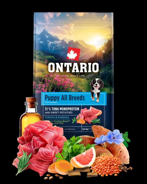 Ontario Puppy&Junior All Breeds Monoprotein Tuna & Sweet Potatoes 6,5kg