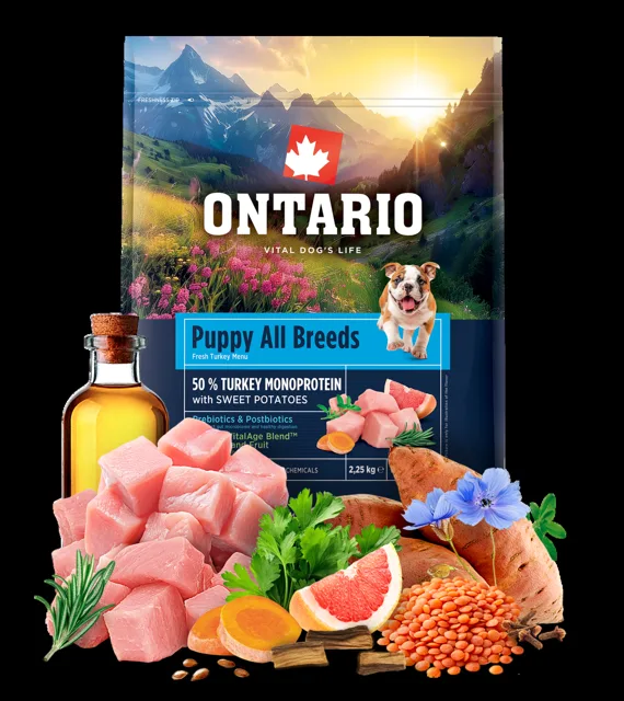 Ontario Puppy&Junior All Breeds Monoprotein Turkey & Sweet Potatoes 2,25kg