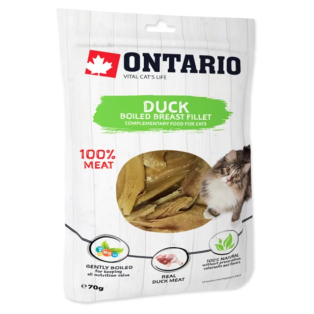 ONTARIO Vařené kachní prsní plátky pro kočky 70 g