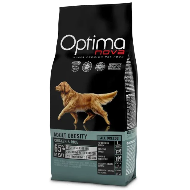 OPTIMAnova Přírodní superprémiové krmivo Dog Obesity Chicken & Rice 12 kg