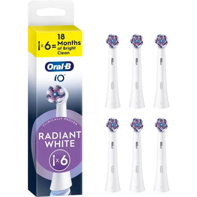 Oral-B iO Radiant White náhradní hlavice pro zubní kartáček s bělicími vlákny White 6 ks