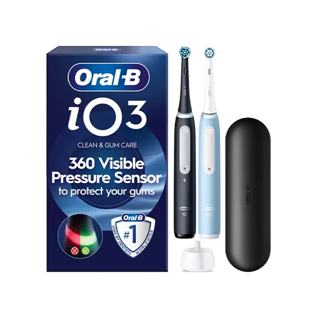 Oral-B iO Series 3 Duo elektrický zubní kartáček 2 ks Black+Ice Blue