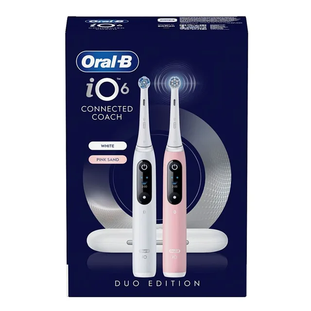 ORAL-B iO6 Series Duo Pack White / Pink Sand Extra Handle elektrický zubní kartáček