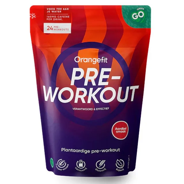 Orangefit Plant Pre-Workout, jahoda, 240 g