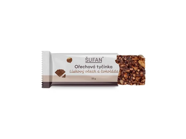 Ořechová tyčinka lískoořechová s čokoládou, 33 g