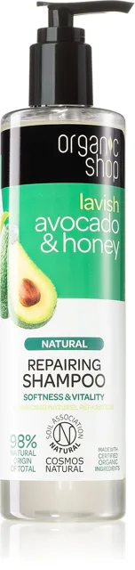 Organic Shop Lavish Avocado & Honey Repairing Shampoo 280ml, (poškozený aplikátor)