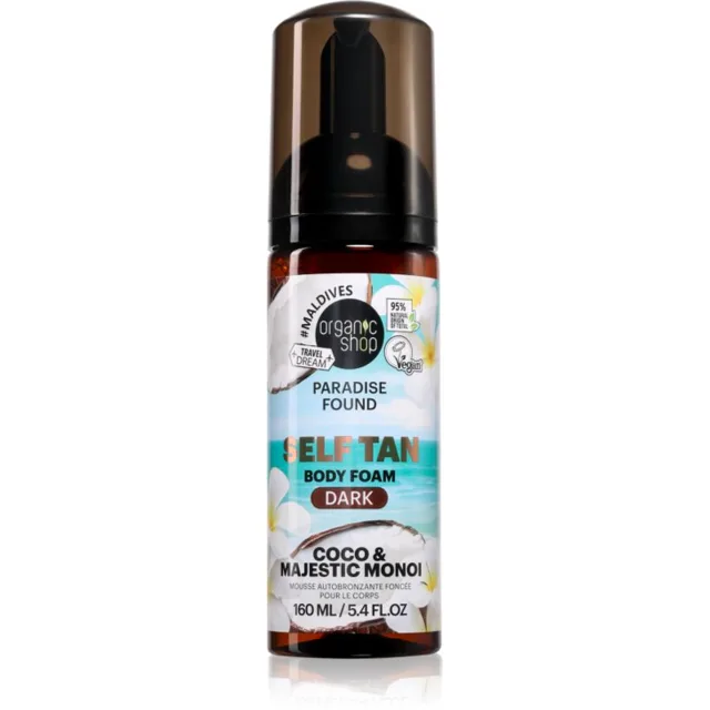Organic Shop Paradise Found Coco & Majestic Monoi tělová pěna se samoopalovacím účinkem odstín Dark 160 ml