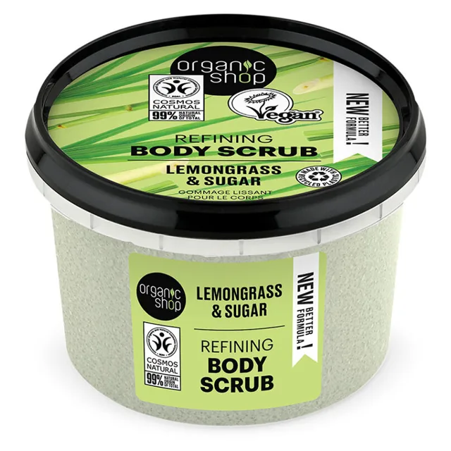 ORGANIC SHOP Zjemňující tělový peeling Citronová tráva a cukr 250 ml