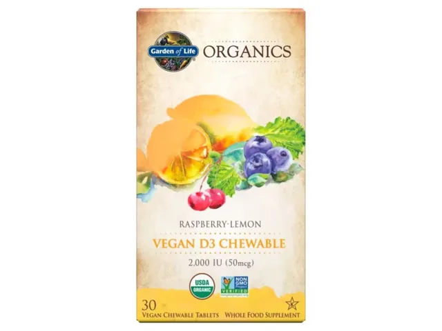 Organics Vegan D3 - malina a citrón, 30 žvýkacích tablet