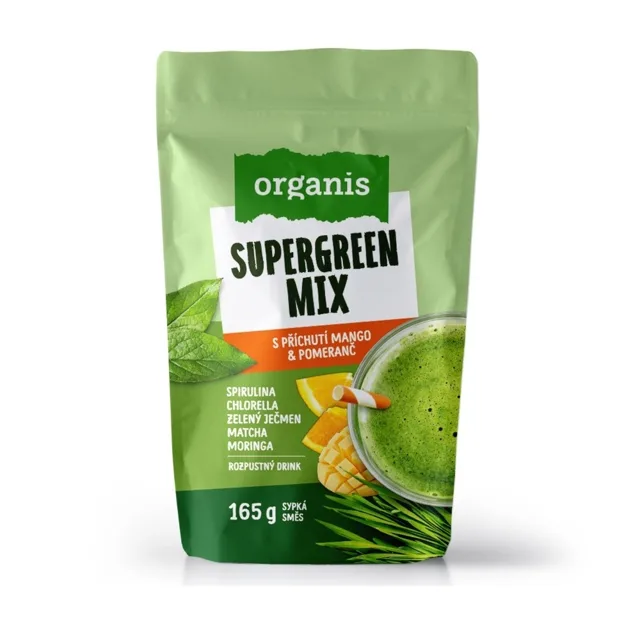 Organis Supergreen Mix mango a pomeranč 30 dávek 165 g