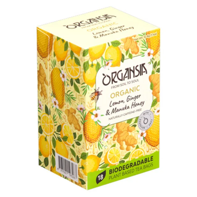 ORGANSIA Lemon ginger & Manuka honey ovocno-bylinný čaj BIO 18 sáčků