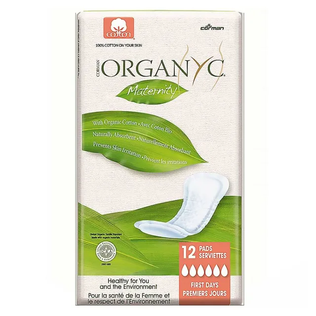 ORGANYC mateřské menstruační vložky z biobavlny po porodu 12 kusů