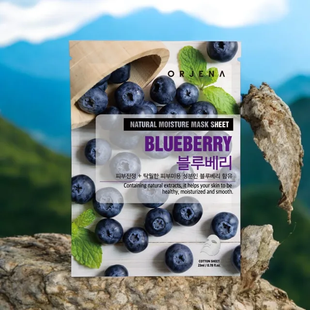 ORJENA - Natural Moisture Face Mask Sheet Blueberry - Pleťová maska s extraktem z borůvky - 23ml