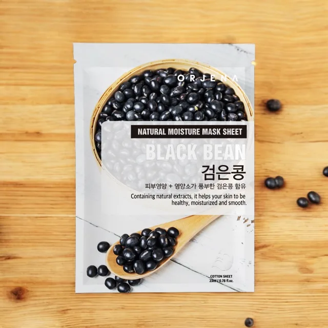 ORJENA - Natural Moisture Mask Sheet Black Bean - Pleťová maska s výtažkem z černých fazolí - 23 ml