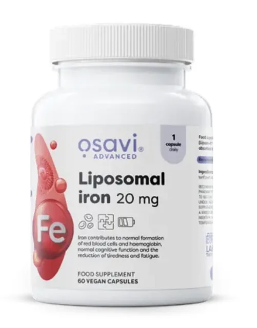 Osavi Liposomal iron, lipozomální železo, 20 mg, 60 rostlinných kapslí