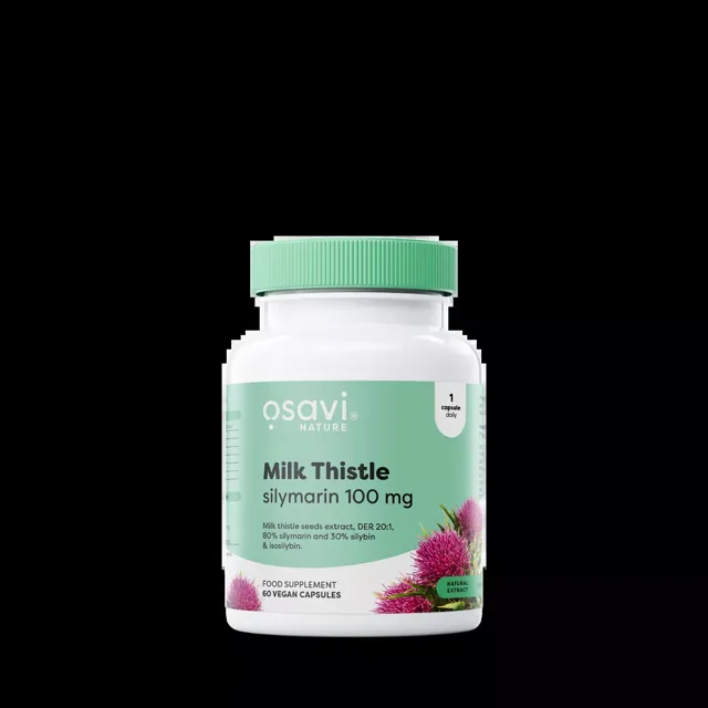 Osavi Milk Thistle, silymarin, Ostrepestřec mariánský, standardizovaný extrakt, 100 mg, 60 rostlinných kapslí