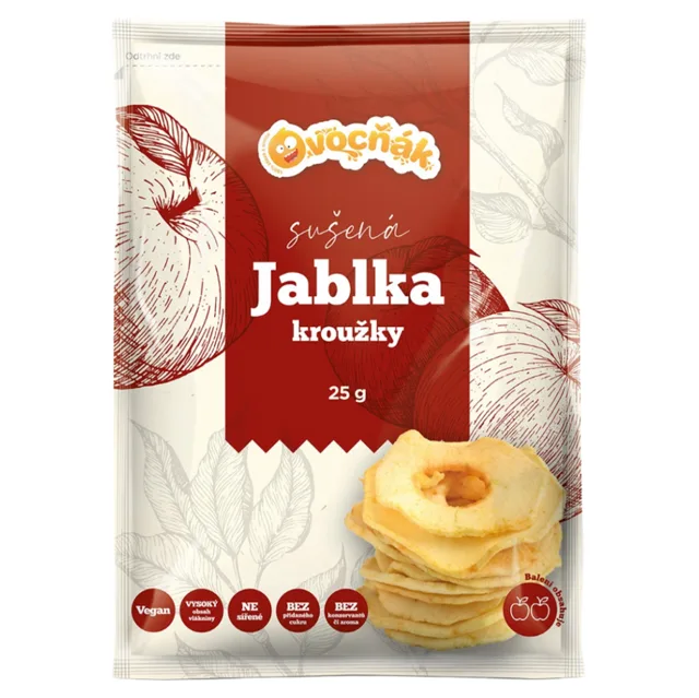 OVOCŇÁK Sušené jablečné kroužky 25 g
