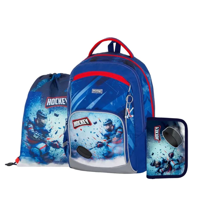 Oxybag OXY GO - školní set Hokej 3 ks: batoh, penál, sáček batoh, penál, sáček