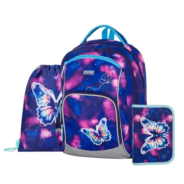 Oxybag OXY GO - školní set Motýl 3 ks: batoh, penál, sáček batoh, penál, sáček