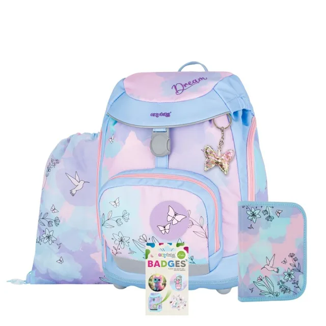 Oxybag OXY SHERPY - školní set Kolibřík 4 ks + placky batoh, penál, sáček