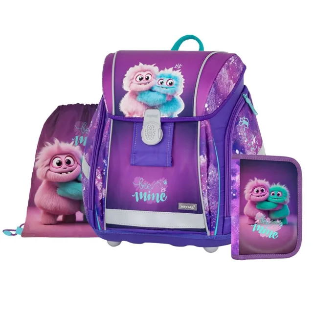 Oxybag PREMIUM LIGHT - školní set Monster 3 ks: aktovka, penál, sáček aktovka, penál, sáček