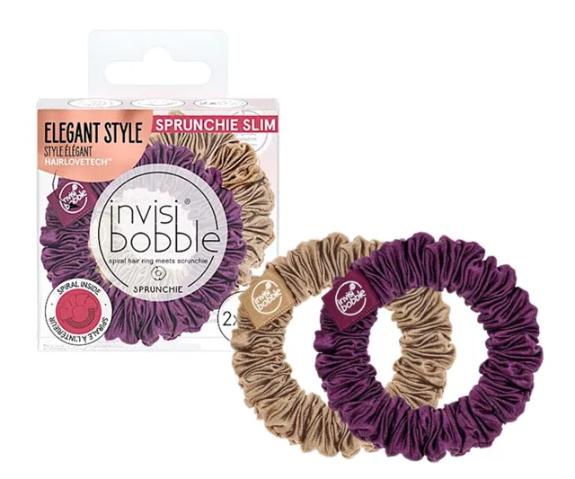 Ozdobné spirálové gumičky Invisibobble Sprunchie Slim The Snuggle is Real - 2 ks + dárek zdarma
