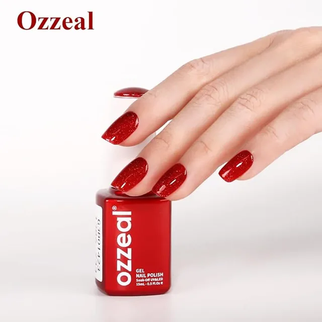 Ozzeal Red Glitter Gel Polish, 15ml