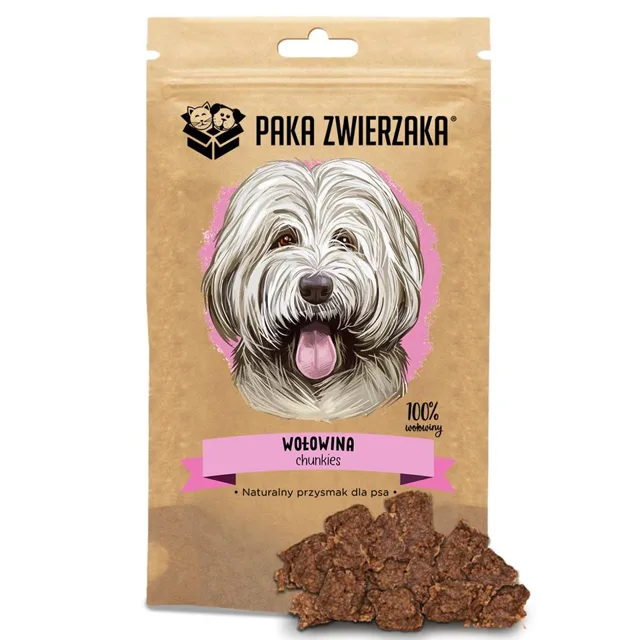 PAKA ZWIERZAKA Chunkies 100% Hovězí 80g přírodní pamlsek pro psy