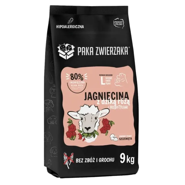 PAKA ZWIERZAKA Jehněčí granule a Šípková Růže pro štěňata L 9 kg