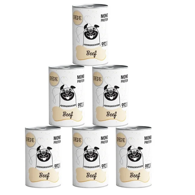PAKA ZWIERZAKA PEPE Beef 99% 6x400 g