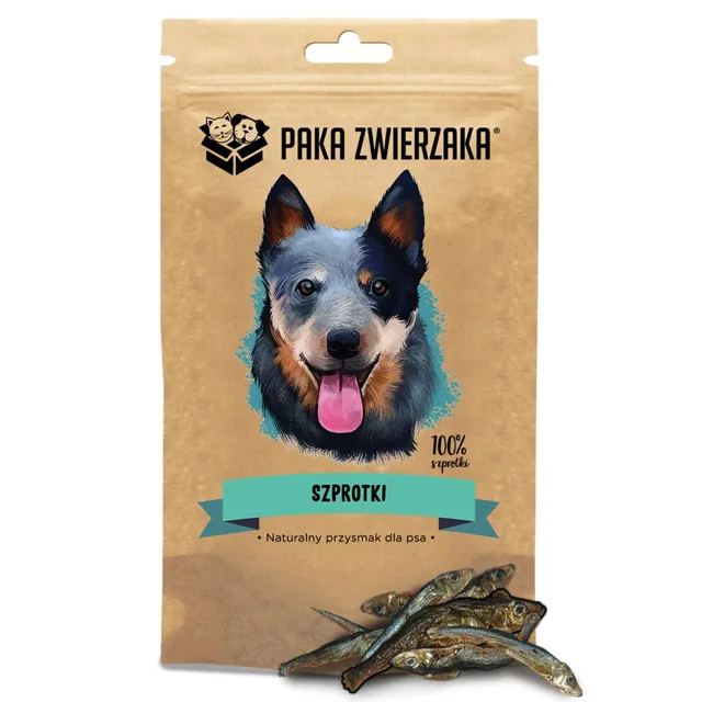 PAKA ZWIERZAKA​  Šproty 100% 60g přírodni pamlsek pro psy