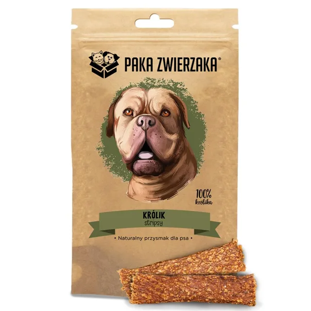 PAKA ZWIERZAKA Stripsy 100% Králík 80g přírodní pamlsek pro psy