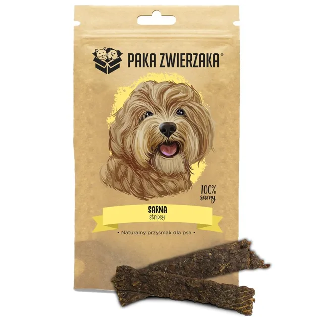 PAKA ZWIERZAKA Stripsy 100% Srna 70g přírodní pamlsek pro psy