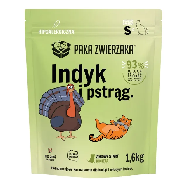 PAKA ZWIERZAKA Suché krmivo Krůta s pstruhem pro koťata S 1,6 kg
