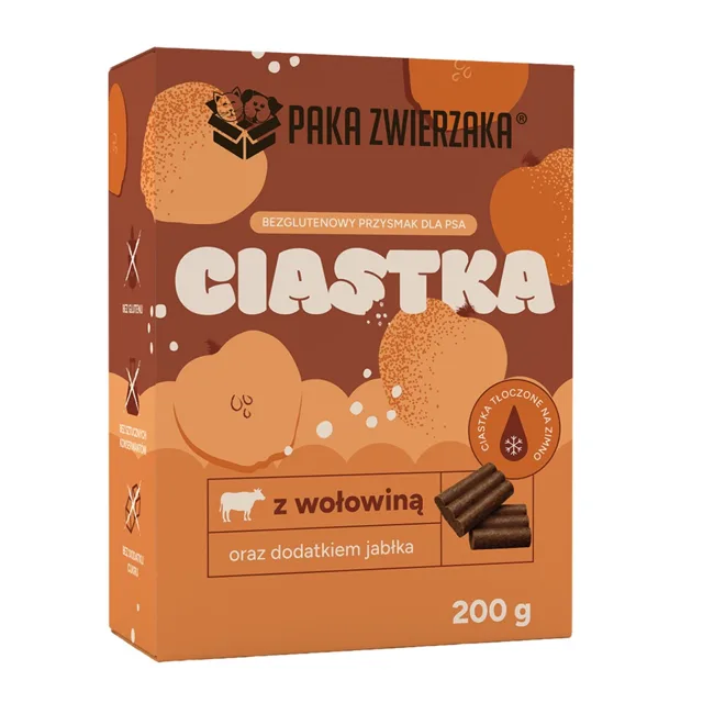 PAKA ZWIERZAKA Sušenky Hovězí s jablkem 200g pamlsky pro psy