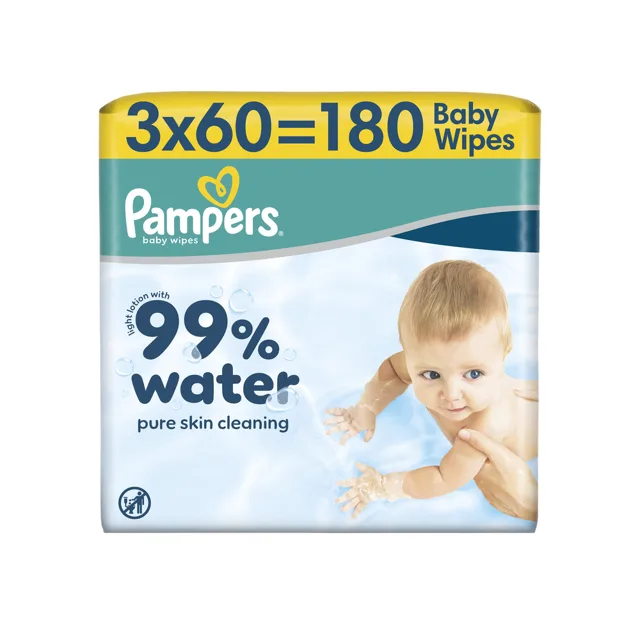 Pampers 99 % Water dětské čisticí ubrousky 3x60 ks
