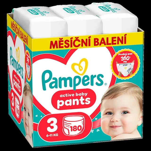 PAMPERS Active baby 3 plenkové kalhotky 6-11 kg 180 kusů