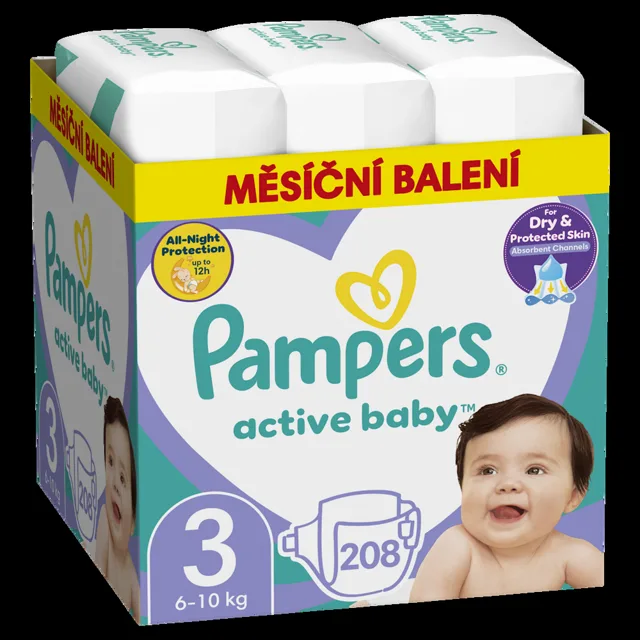 PAMPERS Active Baby 3 velikost 6 - 10 kg 208 kusů