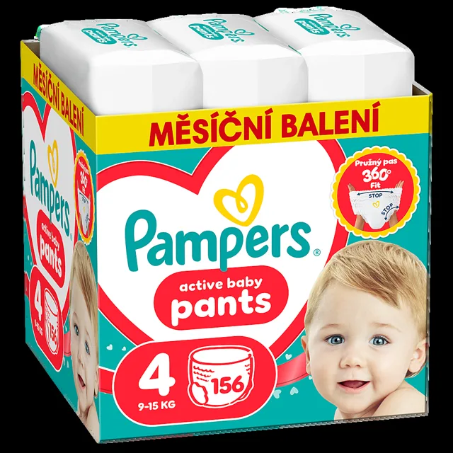 PAMPERS Active baby 4 plenkové kalhotky 9-15 kg 156 kusů