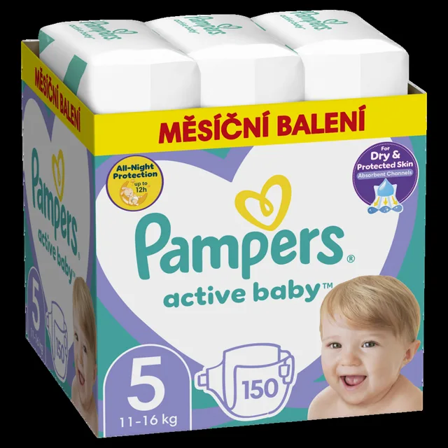 PAMPERS Active Baby 5 velikost 11-16 kg 150 kusů