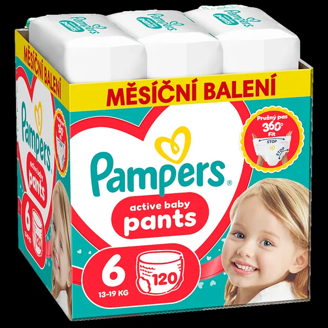 PAMPERS Active baby 6 plenkové kalhotky 13-19 kg 120 kusů