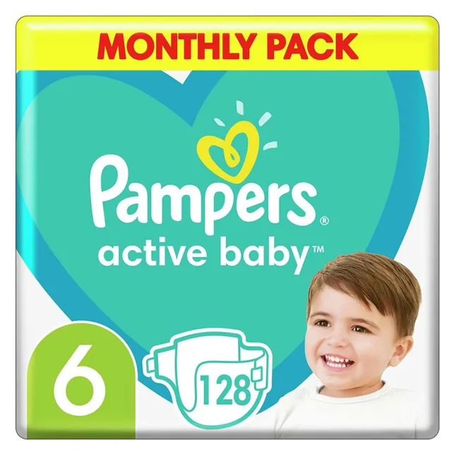 PAMPERS Active Baby 6 velikost 13-18kg 128 kusů