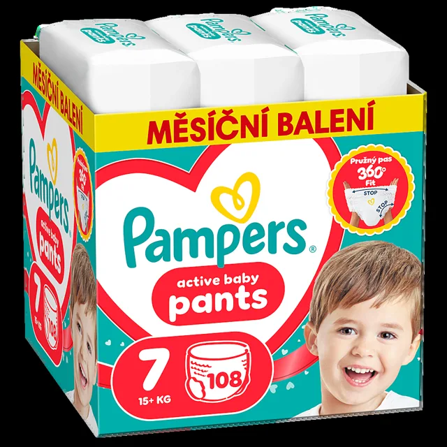 PAMPERS Active baby 7 plenkové kalhotky15+ kg 108 kusů