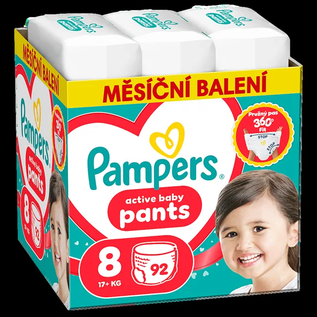 PAMPERS Active baby 8 plenkové kalhotky 17+ kg 92 kusů