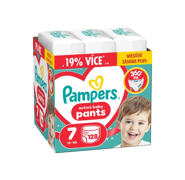 Pampers Active Baby vel. 7 15+ kg plenkové kalhotky 128 ks